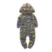 Winter long sleeve romper With Teddy Bear Eears - Indigo-Temple