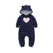 Winter long sleeve romper With Teddy Bear Eears - Indigo-Temple