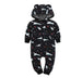 Winter long sleeve romper With Teddy Bear Eears - Indigo-Temple