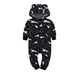Winter long sleeve romper With Teddy Bear Eears - Indigo-Temple