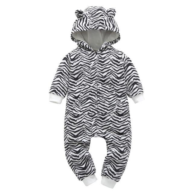 Winter long sleeve romper With Teddy Bear Eears - Indigo-Temple
