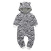 Winter long sleeve romper With Teddy Bear Eears - Indigo-Temple