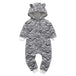 Winter long sleeve romper With Teddy Bear Eears - Indigo-Temple