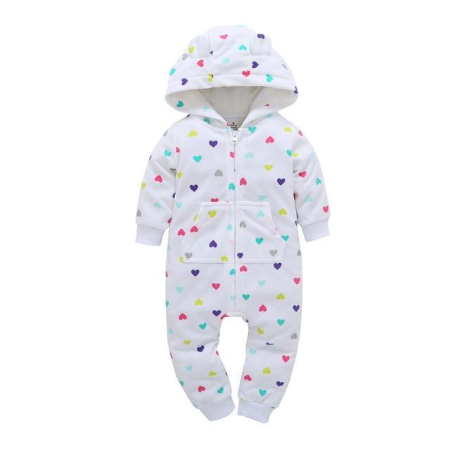 Winter long sleeve romper With Teddy Bear Eears - Indigo-Temple
