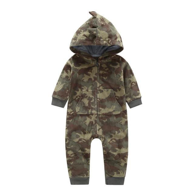 Winter long sleeve romper With Teddy Bear Eears - Indigo-Temple
