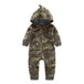 Winter long sleeve romper With Teddy Bear Eears - Indigo-Temple