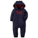Winter long sleeve romper With Teddy Bear Eears - Indigo-Temple
