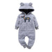Winter long sleeve romper With Teddy Bear Eears - Indigo-Temple