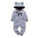 Winter long sleeve romper With Teddy Bear Eears - Indigo-Temple