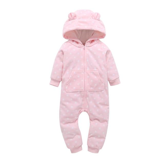 Winter long sleeve romper With Teddy Bear Eears - Indigo-Temple