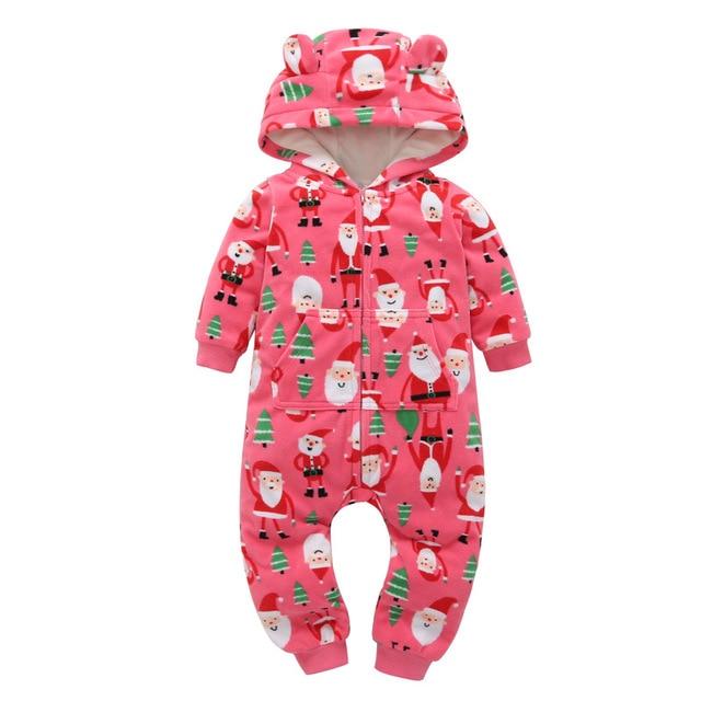 Winter long sleeve romper With Teddy Bear Eears - Indigo-Temple