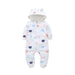 Winter long sleeve romper With Teddy Bear Eears - Indigo-Temple