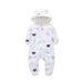 Winter long sleeve romper With Teddy Bear Eears - Indigo-Temple