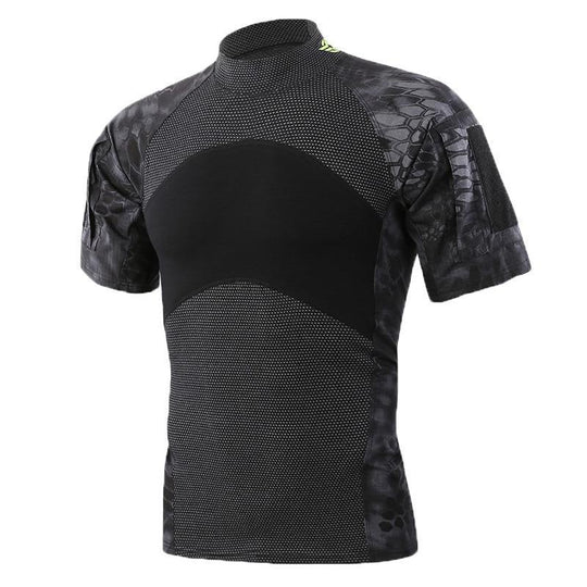 Military-Style Short-Sleeve Tactical T-Shirt - Indigo-Temple