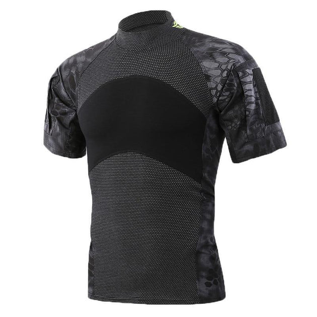 Military-Style Short-Sleeve Tactical T-Shirt - Indigo-Temple