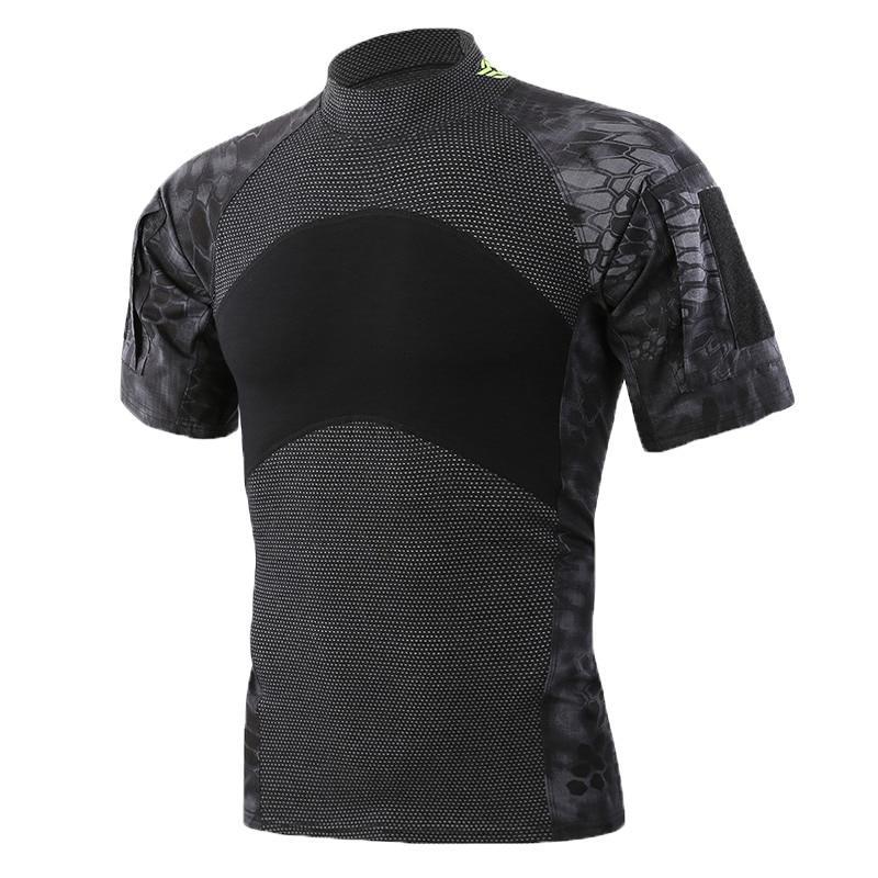 Military-Style Short-Sleeve Tactical T-Shirt - Indigo-Temple