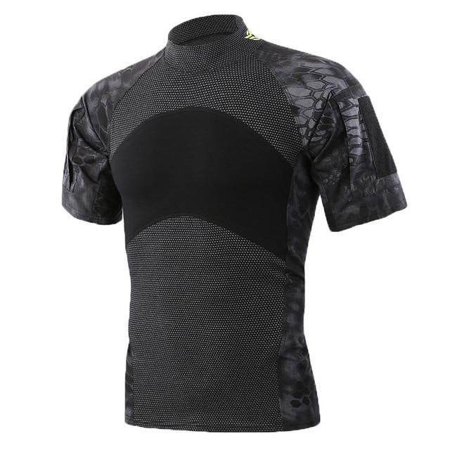 Military-Style Short-Sleeve Tactical T-Shirt - Indigo-Temple