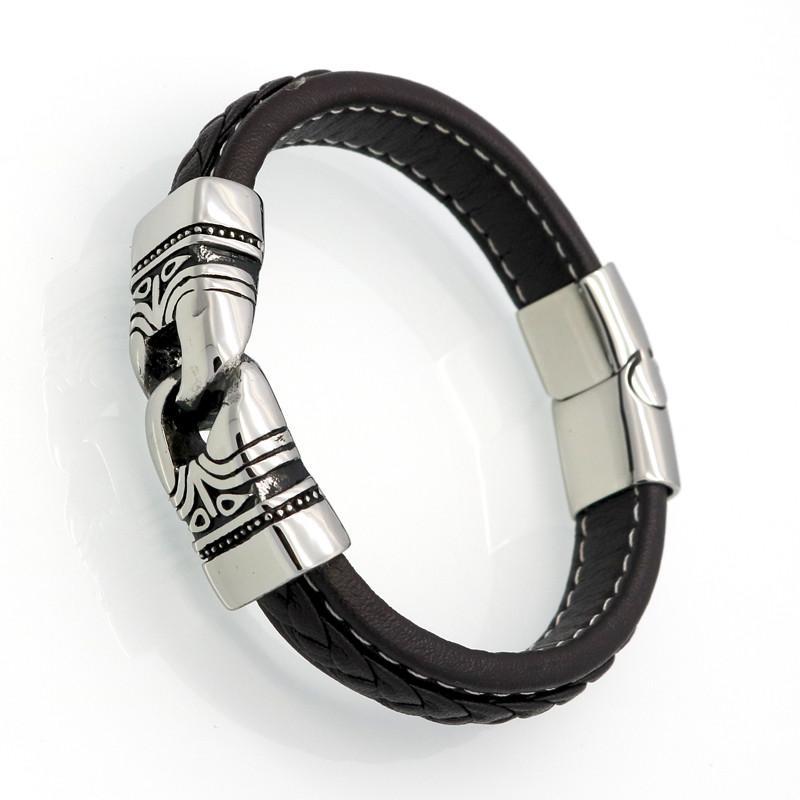 BAYZANT - Stainless Steel & Leather Charm Bracelet - Indigo-Temple