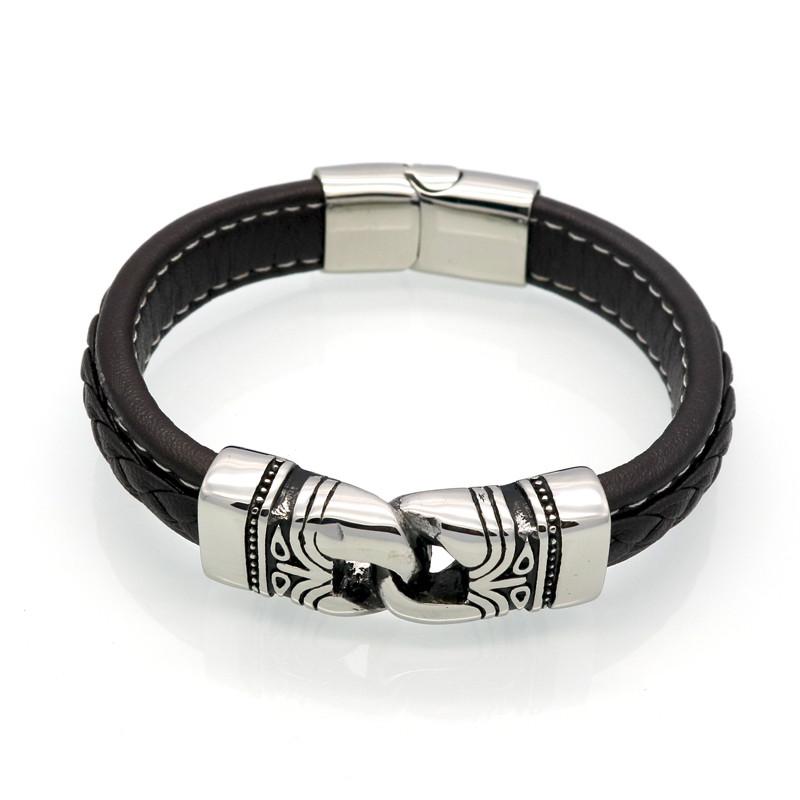 BAYZANT - Stainless Steel & Leather Charm Bracelet - Indigo-Temple