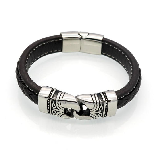BAYZANT - Stainless Steel & Leather Charm Bracelet - Indigo-Temple