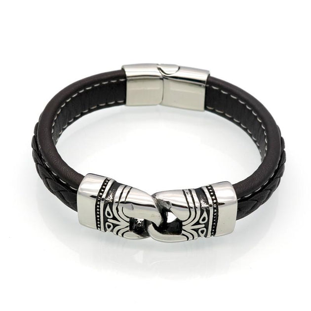 BAYZANT - Stainless Steel & Leather Charm Bracelet - Indigo-Temple