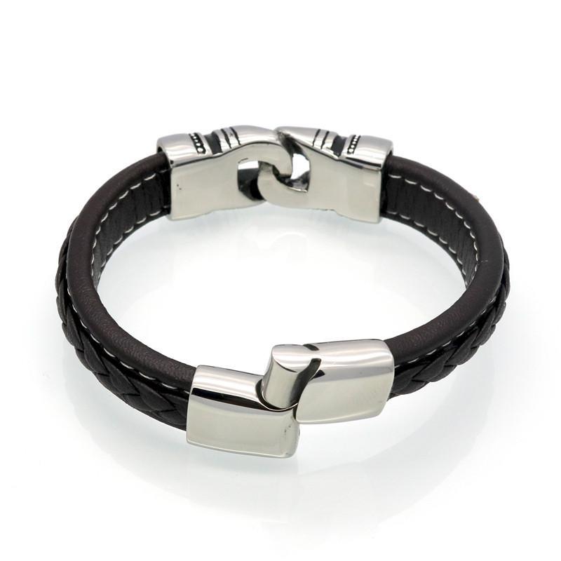 BAYZANT - Stainless Steel & Leather Charm Bracelet - Indigo-Temple