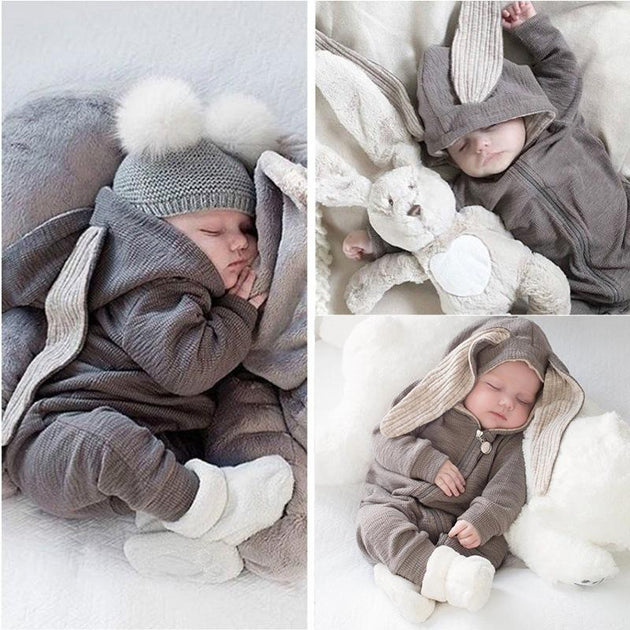 Winter Baby Romper With Charming Ears - Indigo-Temple