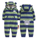 Winter long sleeve romper With Teddy Bear Eears - Indigo-Temple