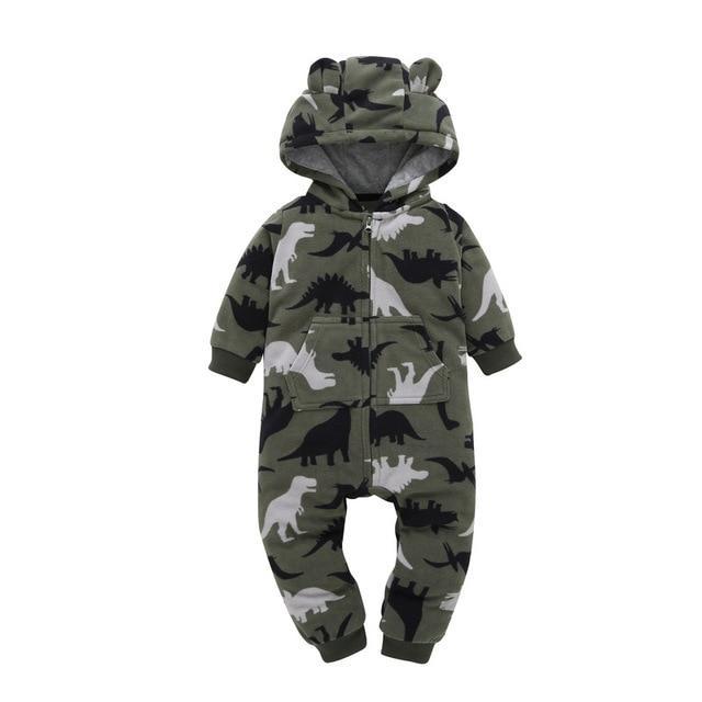 Winter long sleeve romper With Teddy Bear Eears - Indigo-Temple