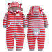 Winter long sleeve romper With Teddy Bear Eears - Indigo-Temple