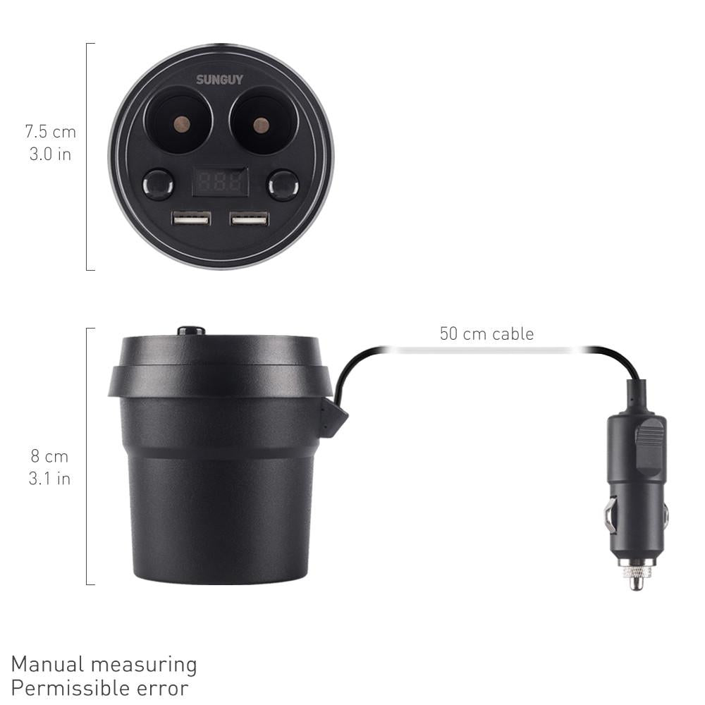 Cup Style Car Charger USB Car Charger & Dual Cigarette Lighter - Indigo-Temple