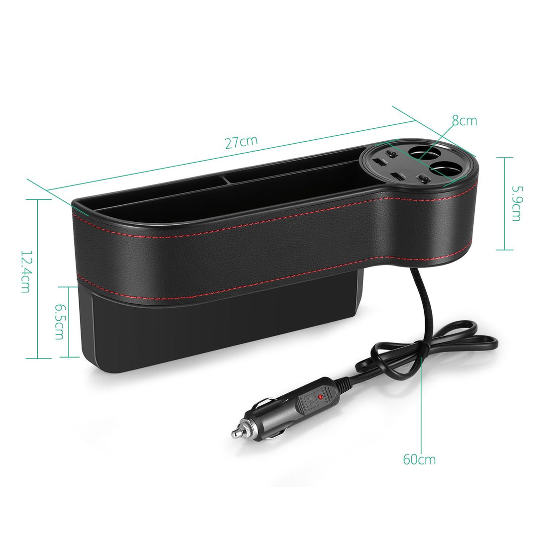 HandyFunction™ Luxury Car Organizer with Charging Ports - Indigo-Temple