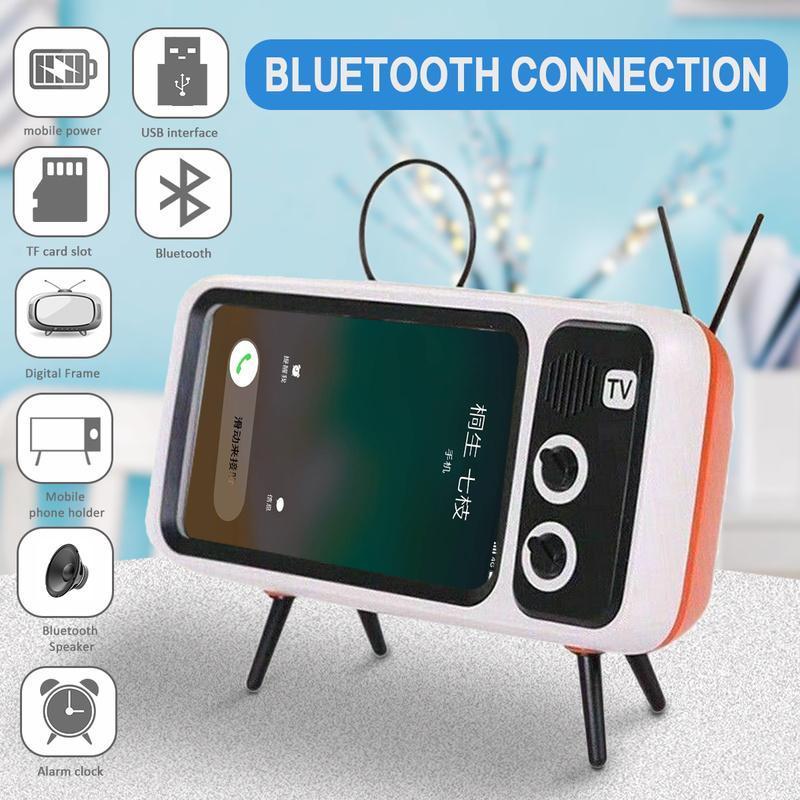 Retro Shape TV Bluetooth Speaker & Mobile Phone holder - Indigo-Temple