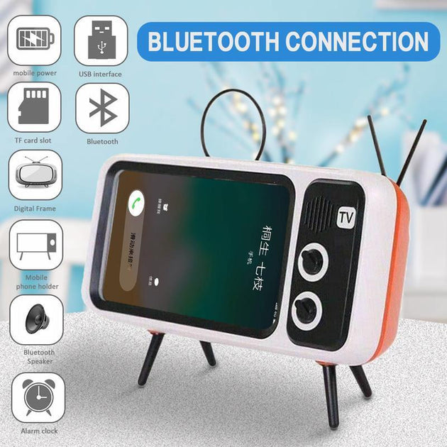 Retro Shape TV Bluetooth Speaker & Mobile Phone holder - Indigo-Temple