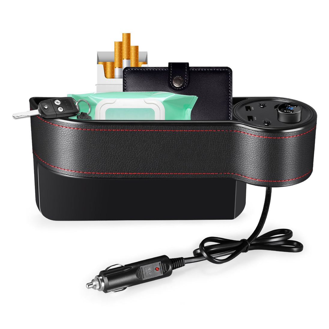 HandyFunction™ Luxury Car Organizer with Charging Ports - Indigo-Temple