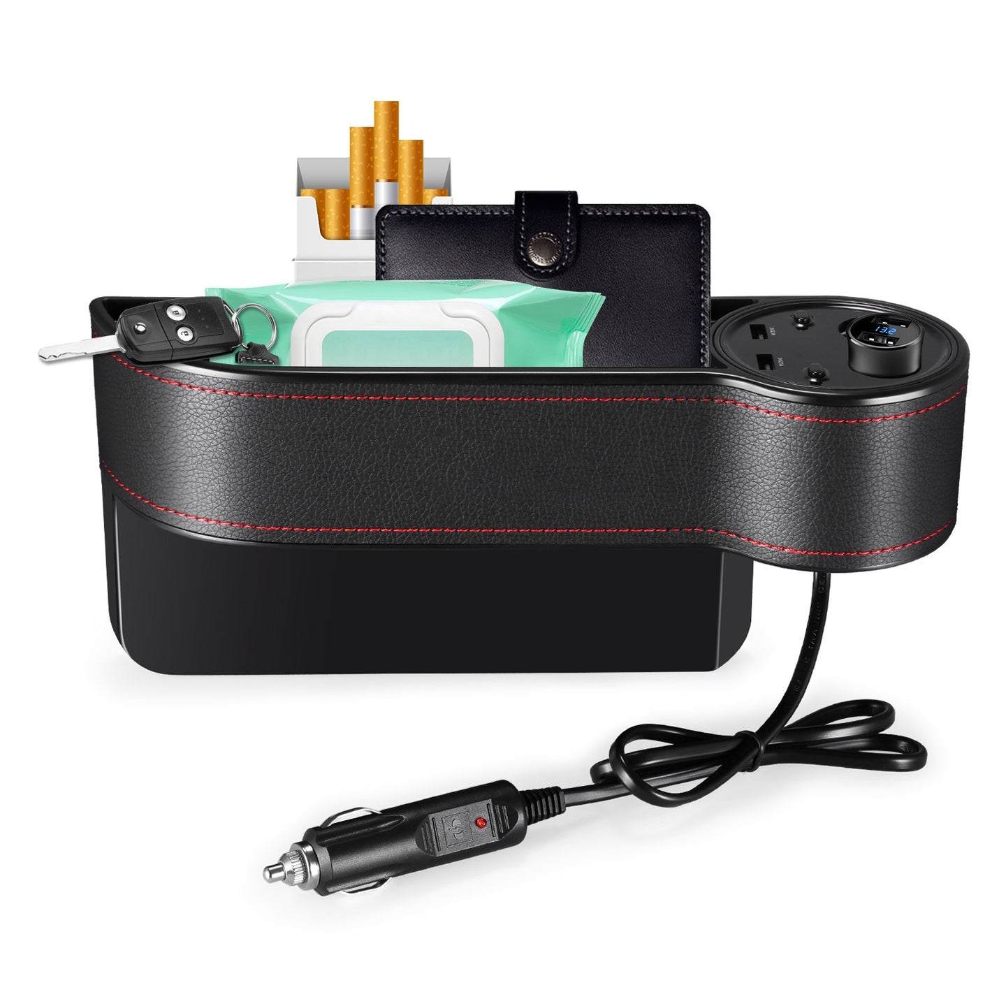 HandyFunction™ Luxury Car Organizer with Charging Ports - Indigo-Temple