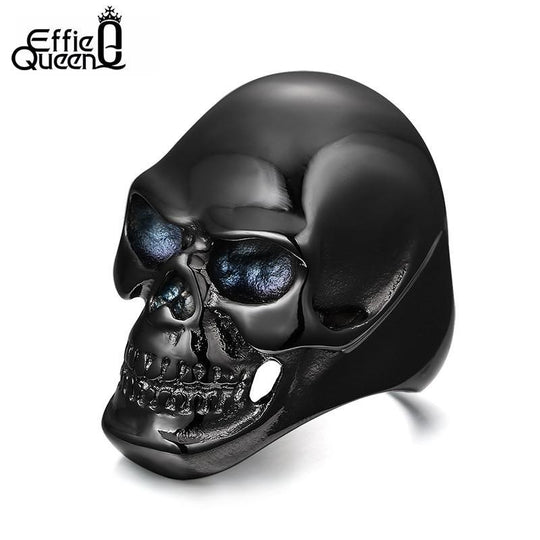 Stainless steel skull ring - Black\Gold - Indigo-Temple