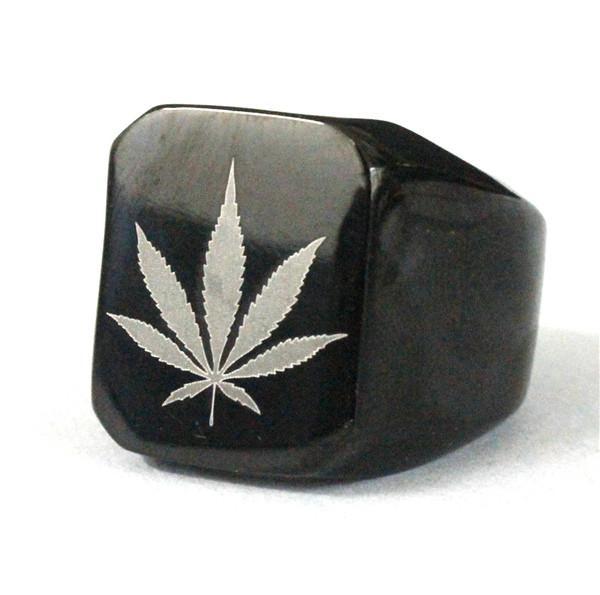 Cool Leaf Ring Black Polishing - Indigo-Temple
