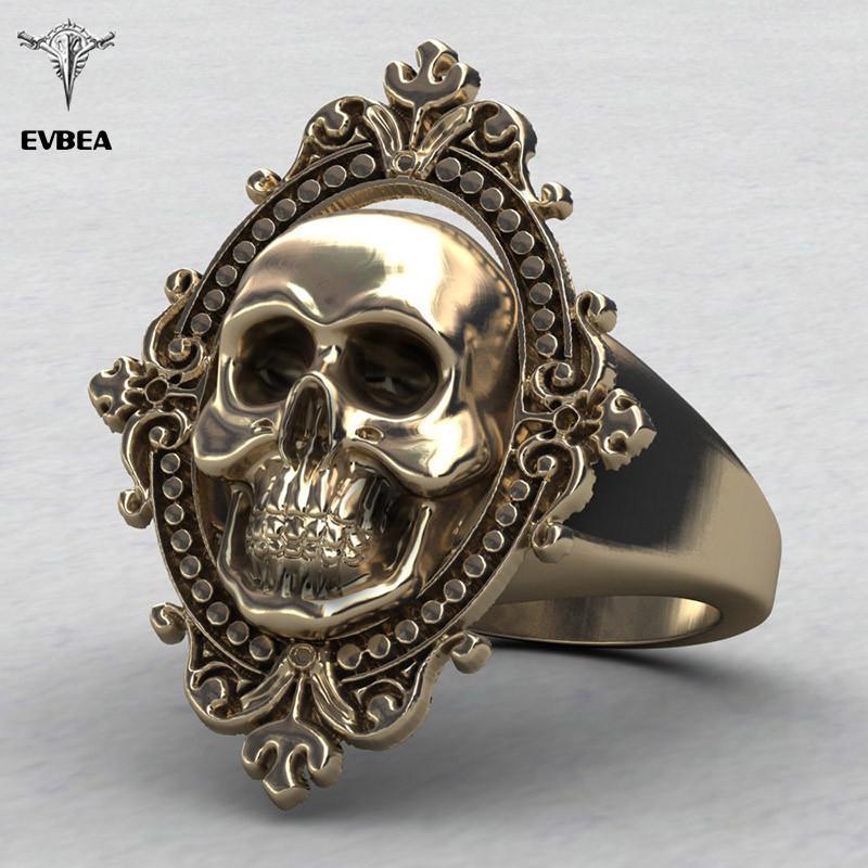Goat -  Ancient Gold Plated Skull Ring - Indigo-Temple