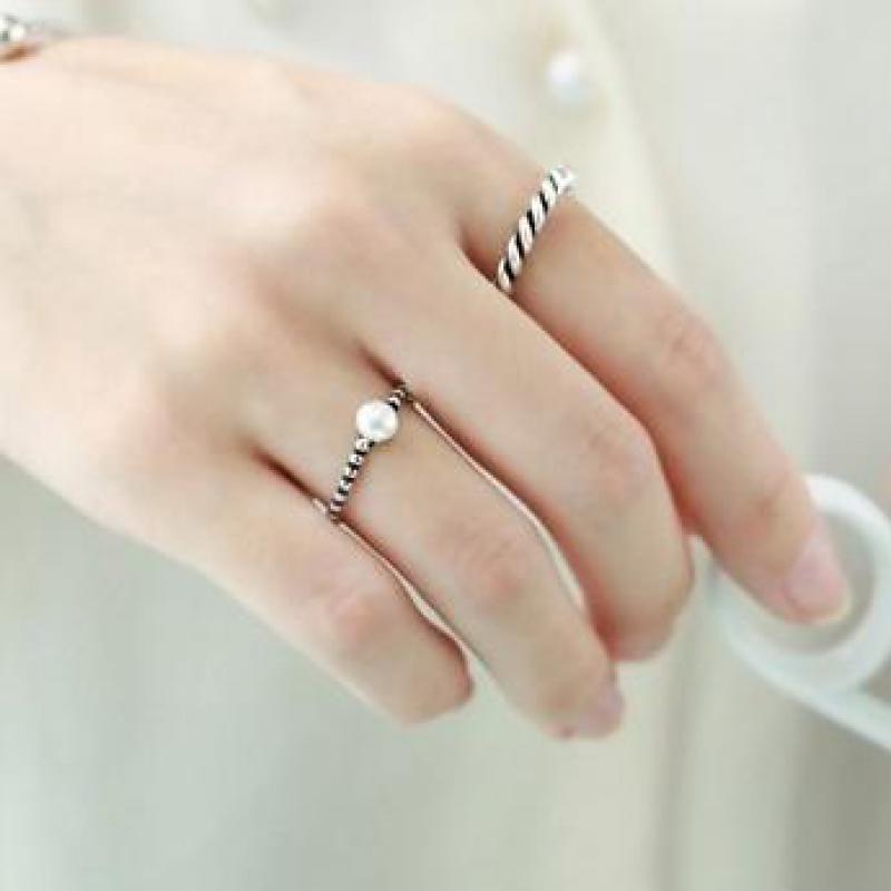 ORX- 100% 925 Sterling Silver Rings For Women Natural Fresh Water Pearl P - Indigo-Temple