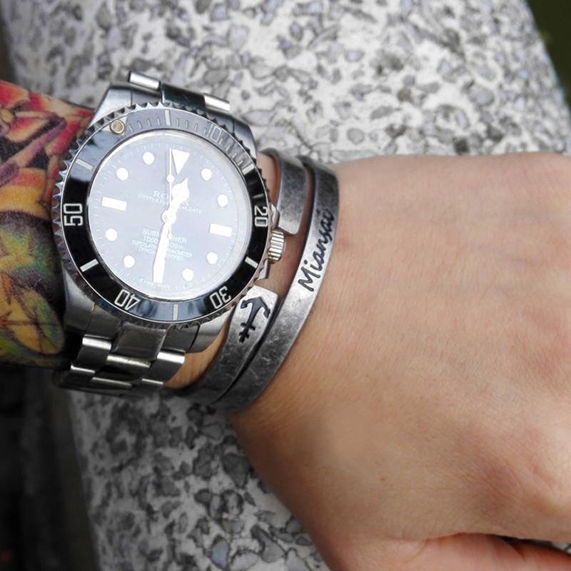 Miaisai - Anchor 316L Titanium Steel Retro Silver bracelet - Indigo-Temple