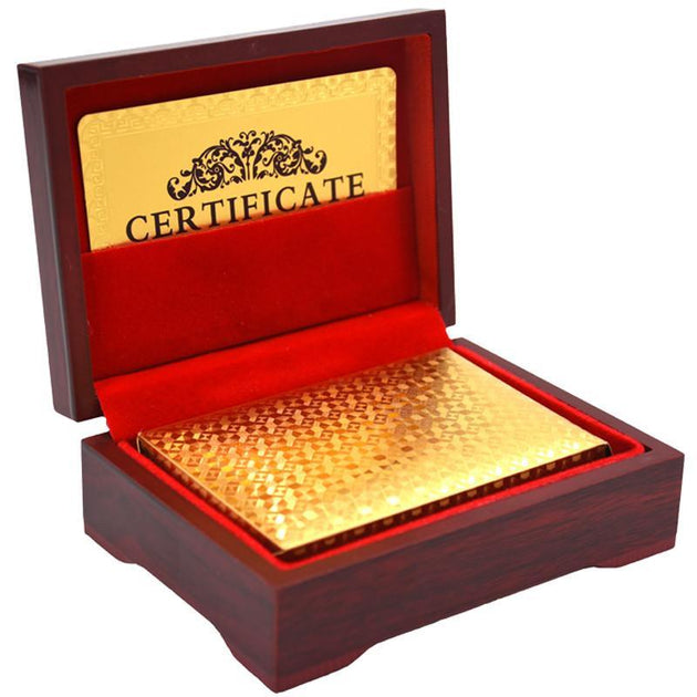 24K  Gold Foil Plated Cards With a Wooden Box - Indigo-Temple