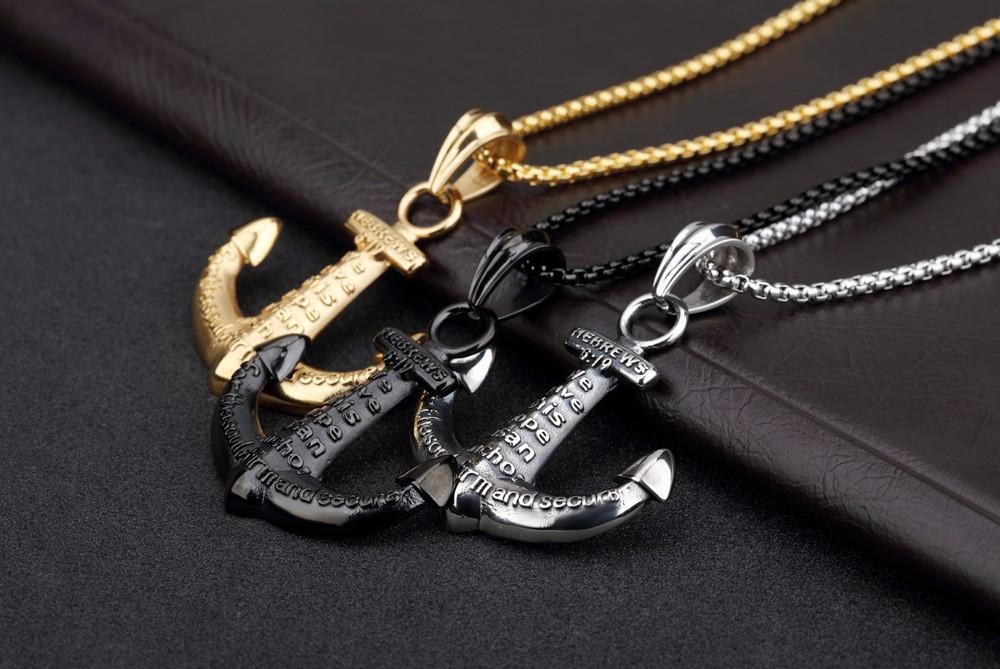 Viny -  Men Anchor Pendant Necklace - Indigo-Temple