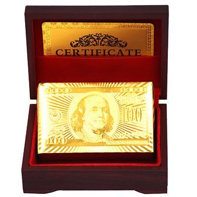 24K  Gold Foil Plated Cards With a Wooden Box - Indigo-Temple