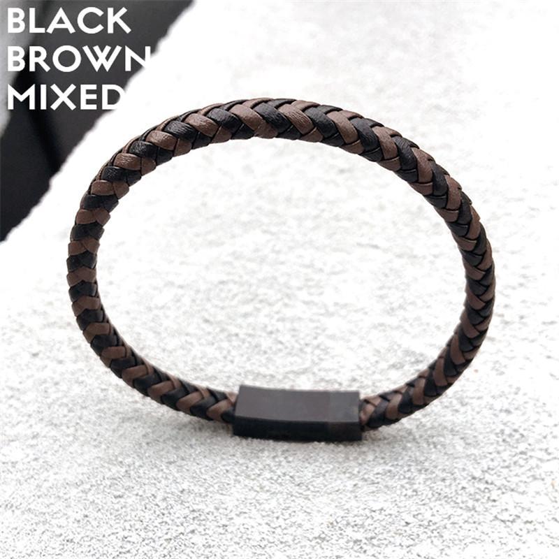 DarkO -Two-color Mixed Braid Genuine Leather Bracelet - Indigo-Temple