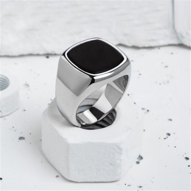 Coolx - Black  Square  Men's Ring - Indigo-Temple