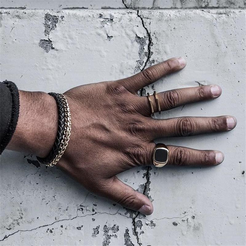 Coolx - Black  Square  Men's Ring - Indigo-Temple