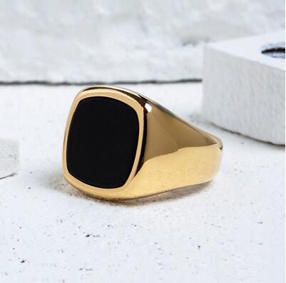 Coolx - Black  Square  Men's Ring - Indigo-Temple