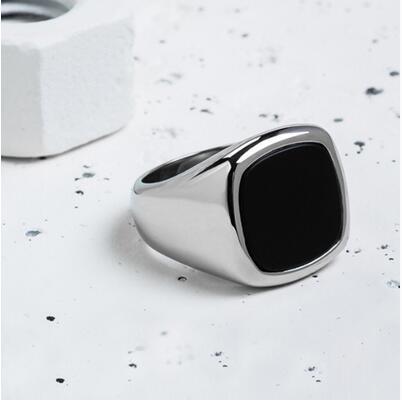 Coolx - Black  Square  Men's Ring - Indigo-Temple