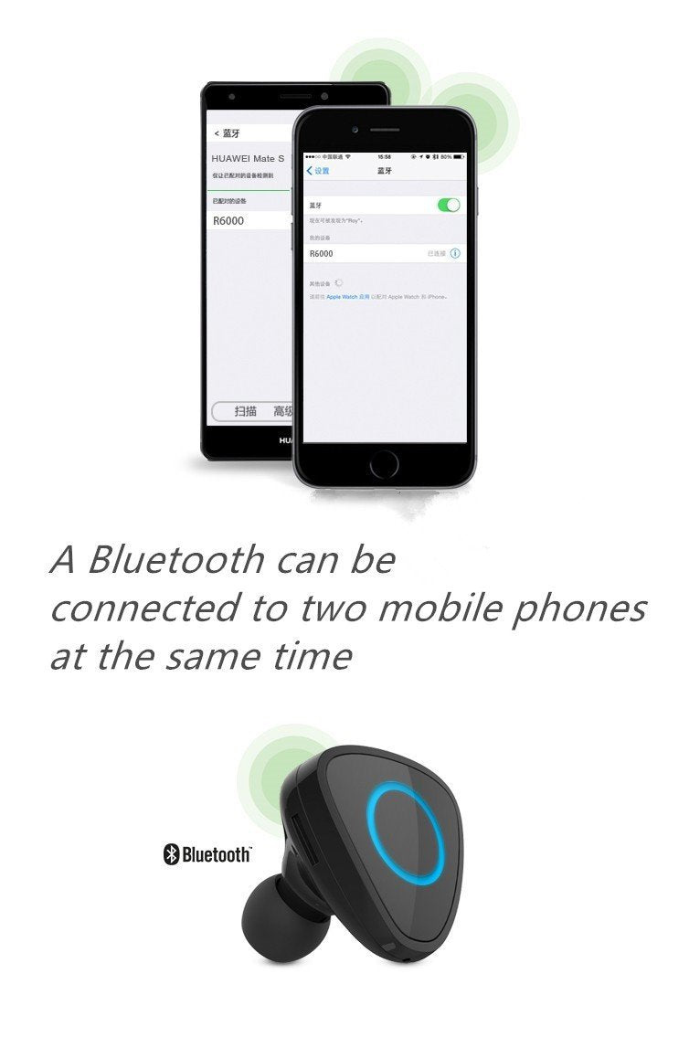 Car Bluetooth intelligent  In-Ear Earphones safety + USB charger - Indigo-Temple